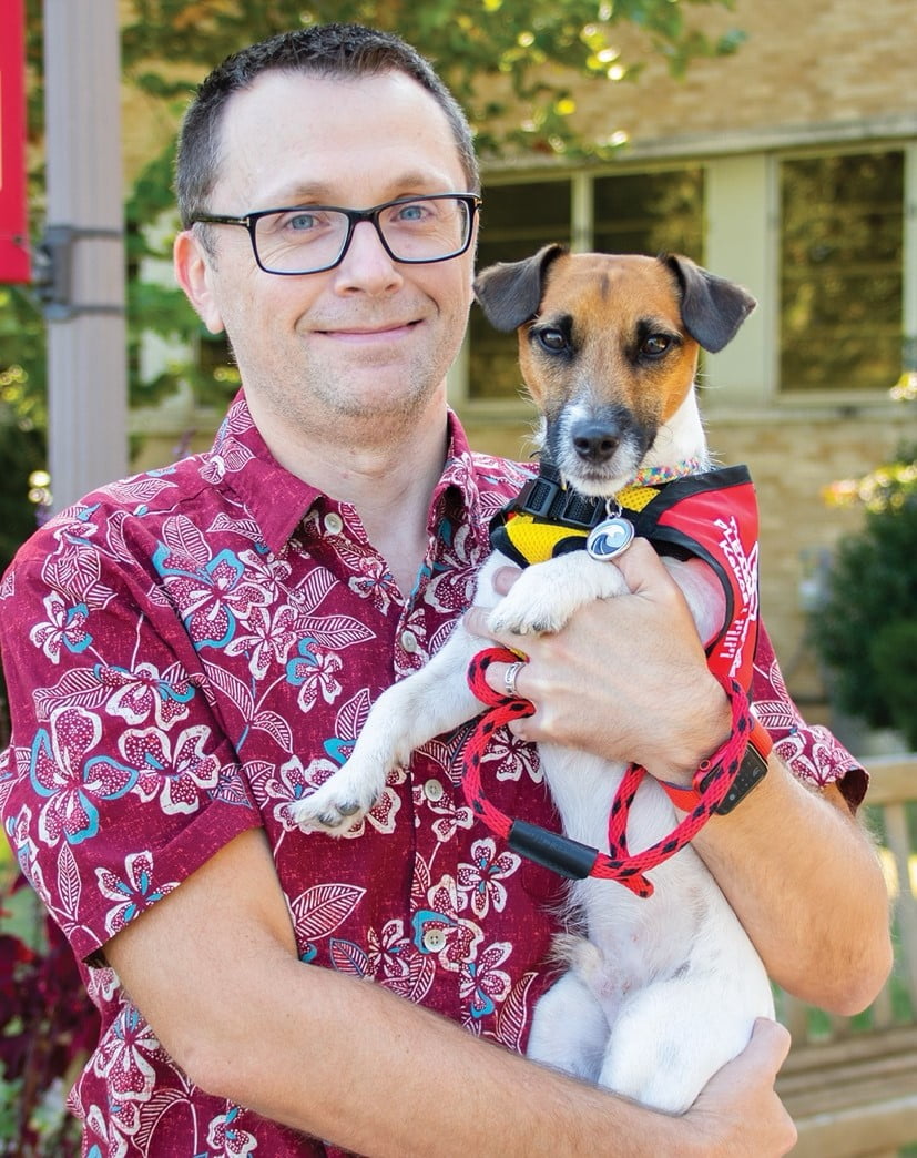 New Feeding Pets of the Homeless advisory board member, Jedediah E. Bragg, MSW, PhD, with his pup, Koa.